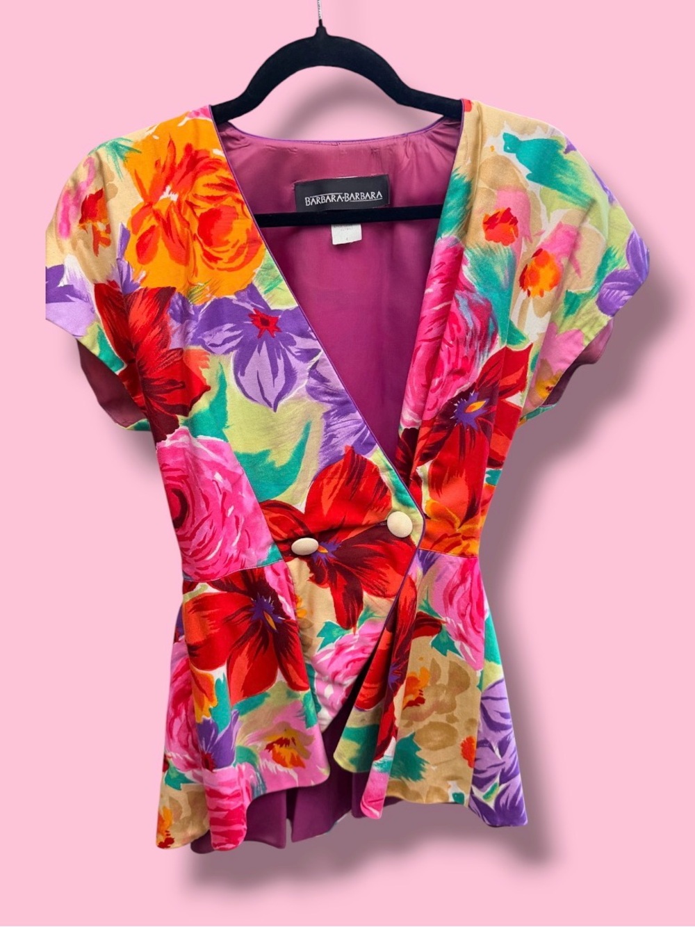 VINTAGE Barbara Barbara Floral Wrap Skirt Set Top